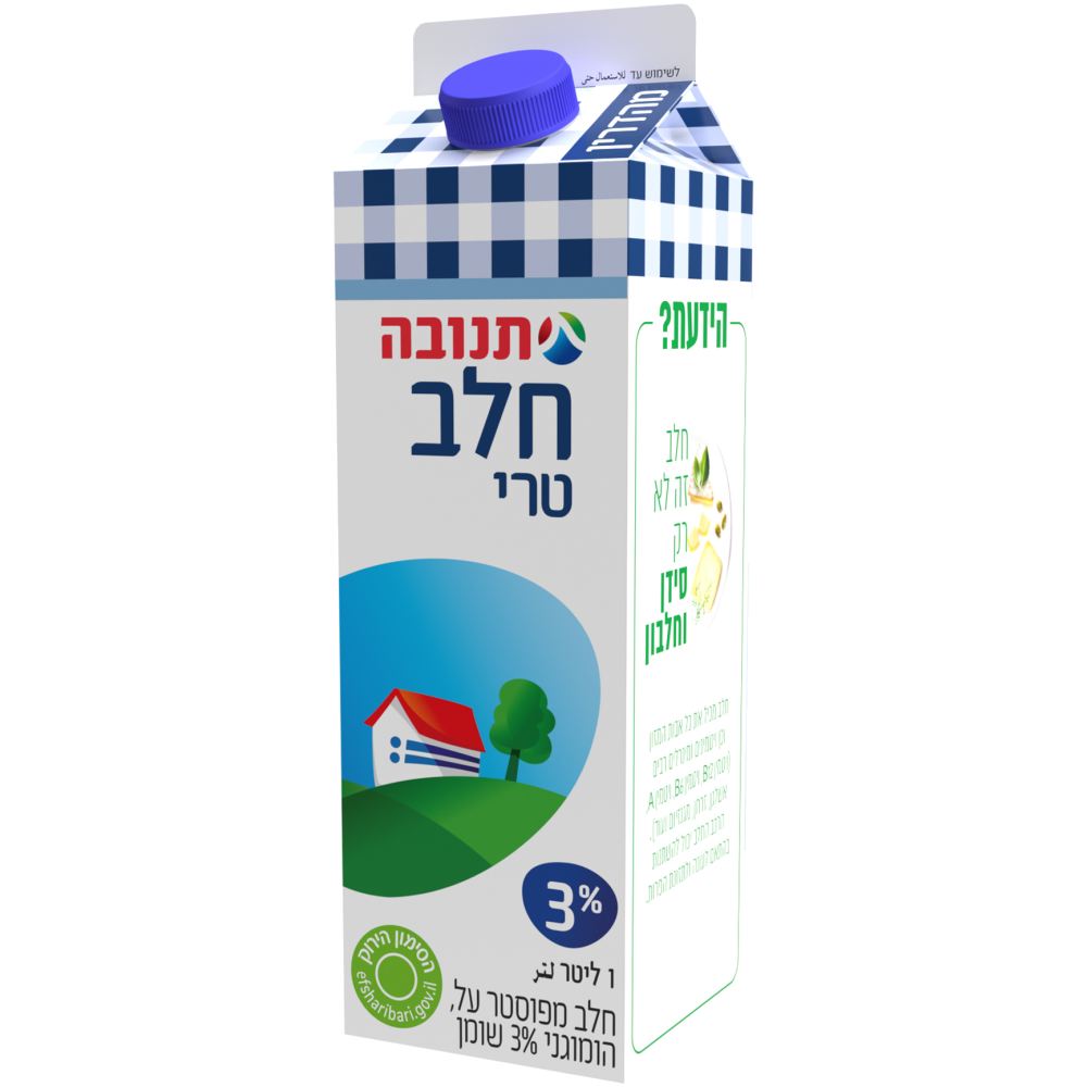 חלב 3% מהדרין קרטון 1ל תנובה